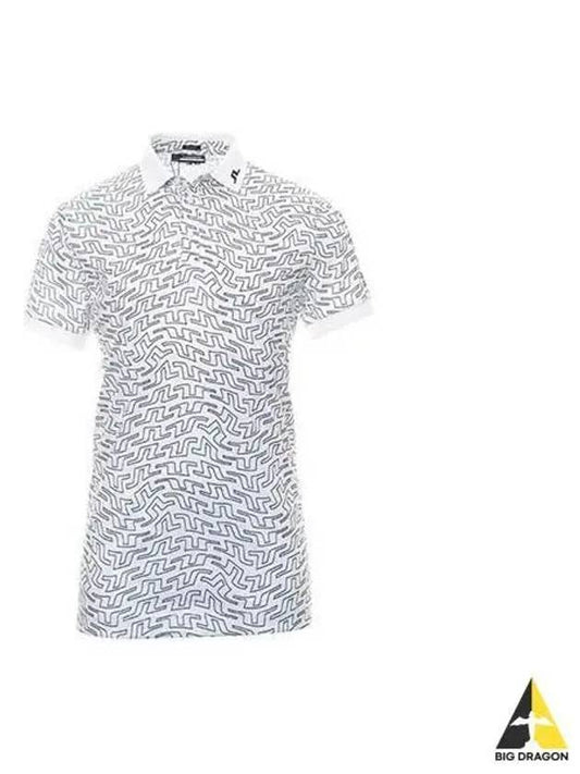 Tour Tech Regular Fit Print Golf Polo Wear White Navy GMJT07644 - J.LINDEBERG - BALAAN 1