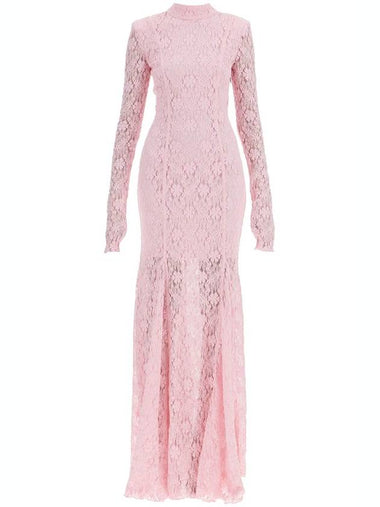 long pink lace dress with open back for special occasions - ROTATE - BALAAN 1