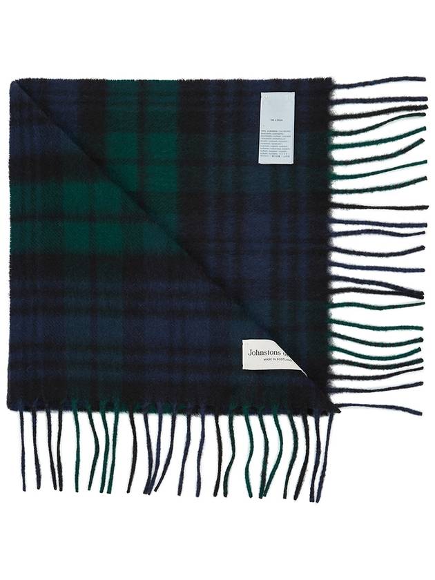 Iconic Tartan Cashmere Muffler Navy Green - JOHNSTONS OF ELGIN - BALAAN 4