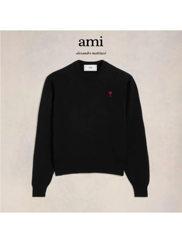 De Coeur small heart logo wool knit black - AMI - BALAAN 1