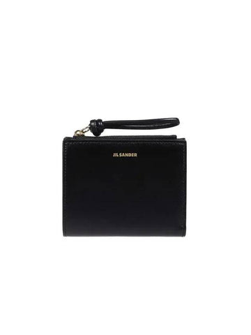 Mini French Logo Leather Card Wallet Black - JIL SANDER - BALAAN 1