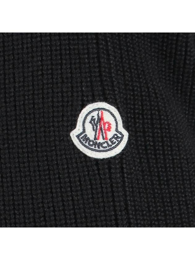 Logo Patch Padded Wool Cardigan Black - MONCLER - BALAAN 6