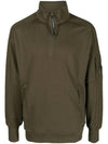 Diagonal Raised Fleece Quarter Zip-Up Sweatshirt Ivy Green - CP COMPANY - BALAAN 1