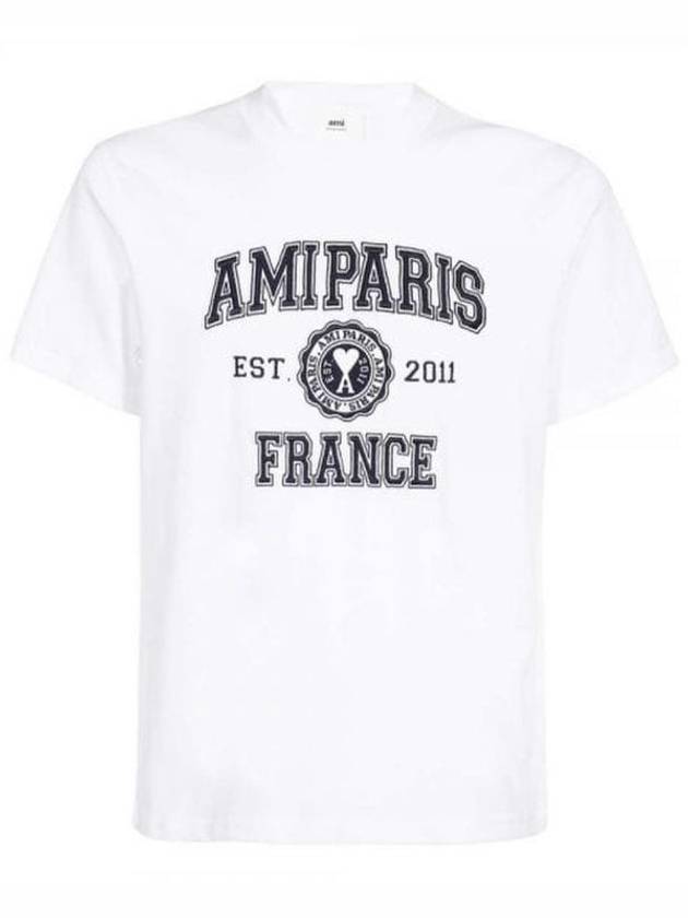 Varsity Logo Short Sleeve T-Shirt White - AMI - BALAAN 2