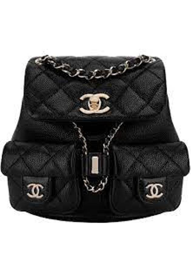 Logo Small Calfskin Backpack Black - CHANEL - BALAAN 1