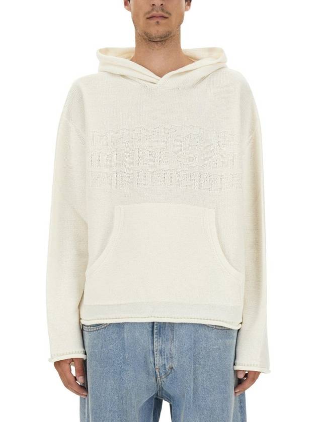 Number Zoom Logo Knit Virgin Wool Hoodie White - MAISON MARGIELA - BALAAN 2