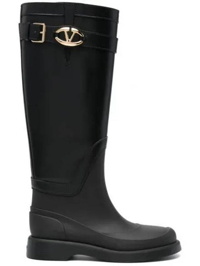 V Logo Bold Edition Middle Boots Black - VALENTINO - BALAAN 2