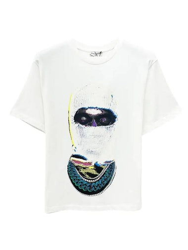 Men's Milk Mask Printing Short Sleeve T-Shirt White - IH NOM UH NIT - BALAAN 1