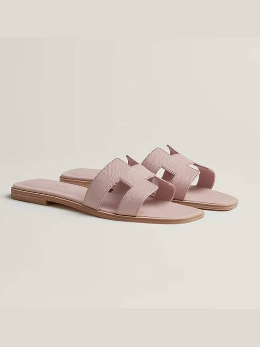 Oran Leather Sandals Rose Porcelaine - HERMES - BALAAN 2