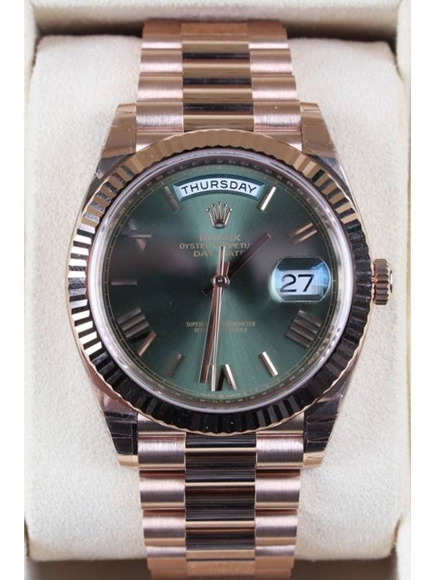 Rolex Day Date Rose Gold Olive Green 21 Years - ROLEX - BALAAN 3