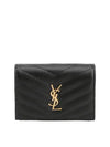 Monogram Caviar Leather Flap Card Wallet Black - SAINT LAURENT - BALAAN 2