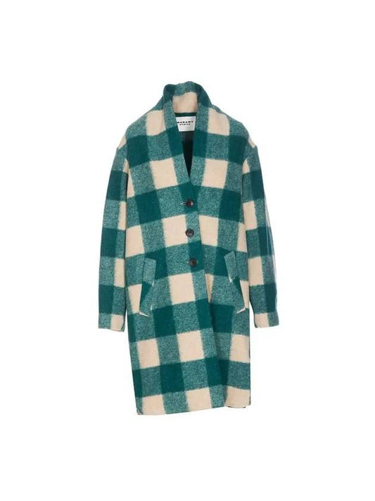 Gabriel Wool Checked Single Coat Green - ISABEL MARANT - BALAAN 1