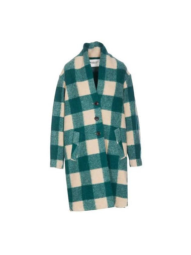 Gabriel Wool Check Single Coat Green - ISABEL MARANT - BALAAN 1