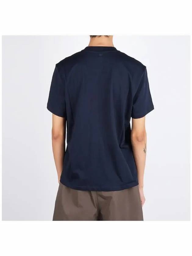 Heart Cotton Short Sleeve T-Shirt Night Blue - AMI - BALAAN 5