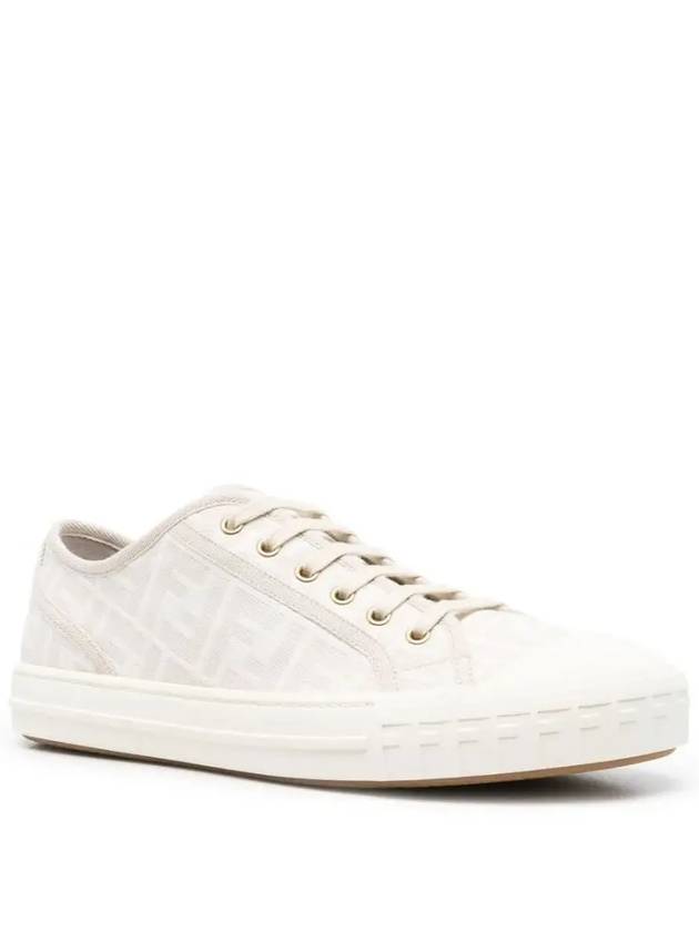 Domino FF Fabric Low Top Sneakers White - FENDI - BALAAN 5