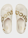 Gold Logo Leather Sandals White - GUCCI - BALAAN 1