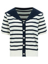 Sailor Collar Striped Cardigan - CALLAITE - BALAAN 1