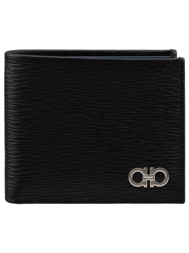 Gancini Wallet Black Fjord Blue - SALVATORE FERRAGAMO - BALAAN.