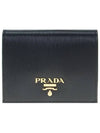 Vitello Gold Logo Bifold Wallet Black - PRADA - BALAAN 2