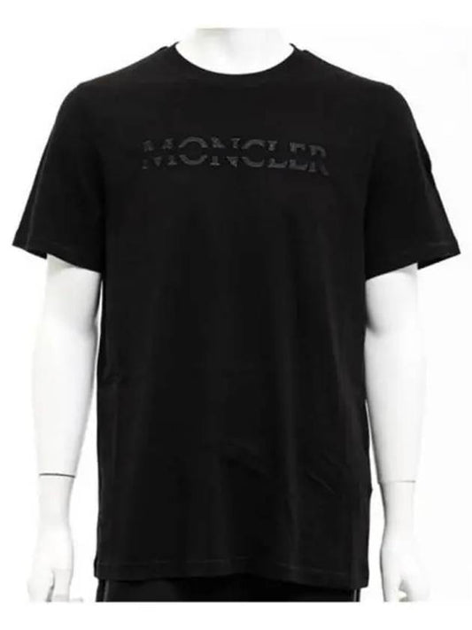 8C00008 829H8 999 Lettering chest logo round short sleeve t shirt black men s TJ 271464 - MONCLER - BALAAN 1