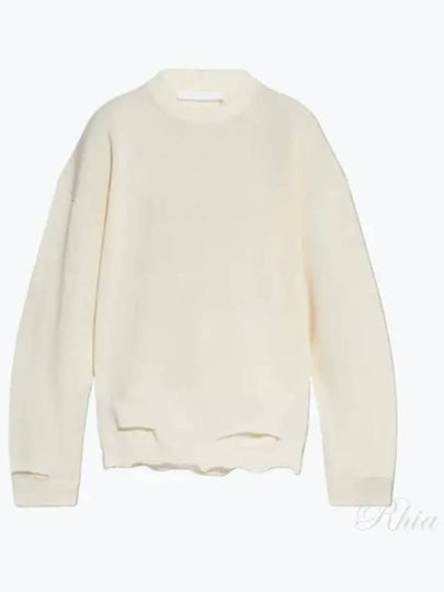 Distressed Crewneck Jumper Knit Top White - HELMUT LANG - BALAAN 2