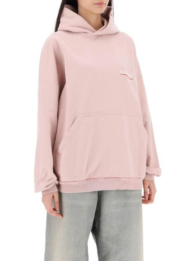 Embroidered Logo Cotton Hoodie Light Pink - BALENCIAGA - BALAAN 3