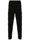 Stretch Cotton Tela Paracadute Cargo Straight Pants Black - STONE ISLAND - BALAAN 3