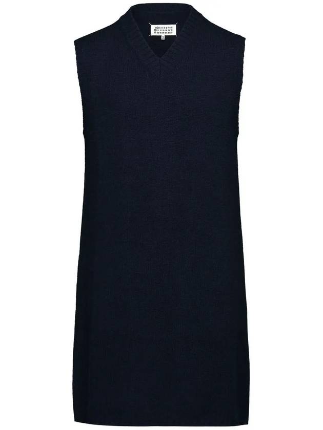 Women's V-neck Knit Midi Dress Blue - MAISON MARGIELA - BALAAN 2