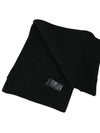 Intarsia Logo Wool Cashmere Muffler Black - MIU MIU - BALAAN 3