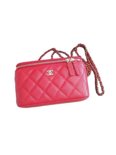 Classic Cosmetic Case Small Grained Calfskin Cross Bag Red - CHANEL - BALAAN 1