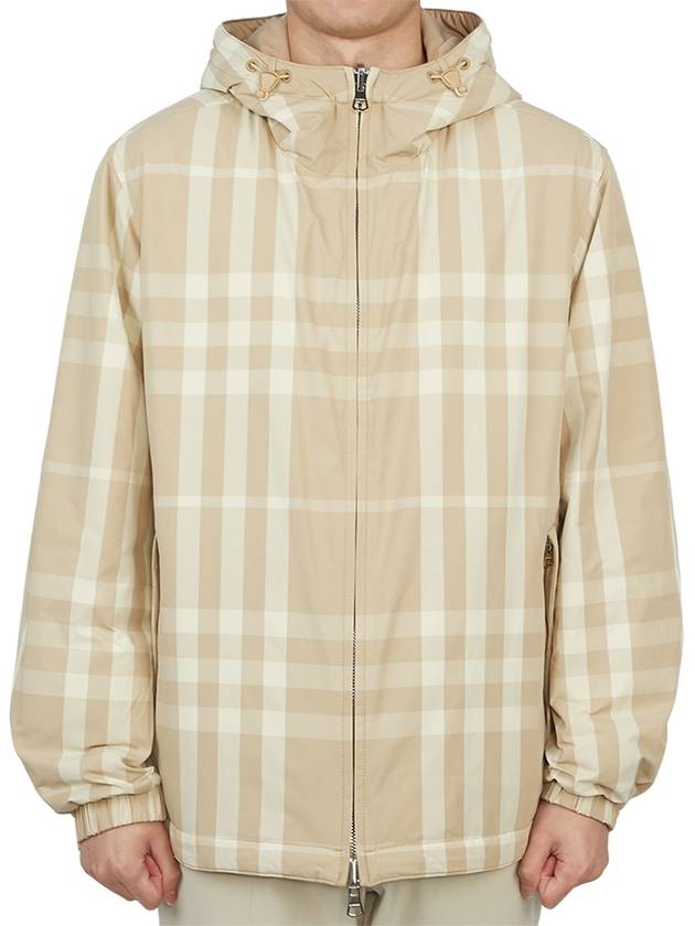 Check Nylon Reversible Hooded Jacket Soft Fawn - BURBERRY - BALAAN 6