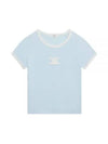 Triomphe Cotton Jersey Short Sleeve T-Shirt Pastel Blue - CELINE - BALAAN 2