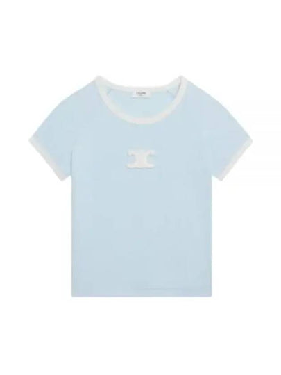 Triomphe Cotton Jersey Short Sleeve T-Shirt Pastel Blue - CELINE - BALAAN 2