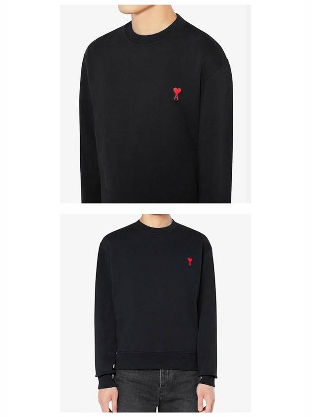 Men's Small Heart Logo Sweatshirt Black - AMI - BALAAN 6