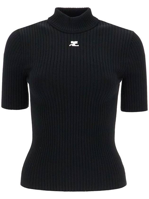 Reedition Knit Short Sleeve Turtle Neck Black - COURREGES - BALAAN 2