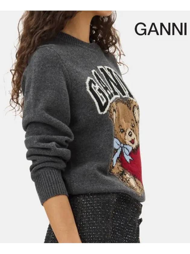 Graphic Bear Knit Top Grey - GANNI - BALAAN 8