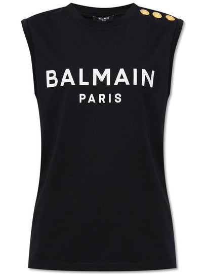 logo print sleeveless black - BALMAIN - BALAAN 2