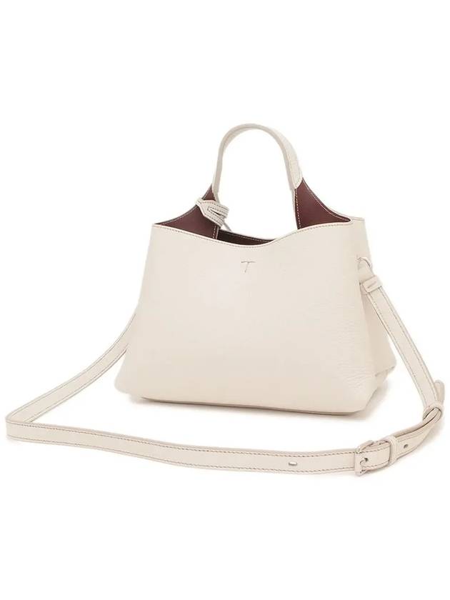 Logo Charm Leather Micro Tote Bag White - TOD'S - BALAAN 4