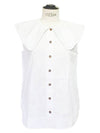 Ruffle Collar Button Sleeveless Shirt White - GANNI - BALAAN 2