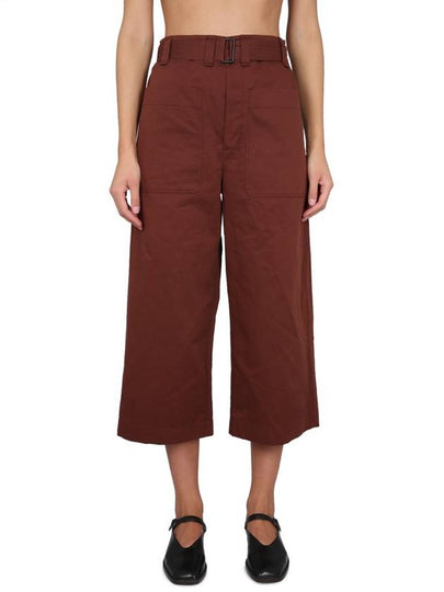 Belted Pocket Crop Pants  Brown - LEMAIRE - BALAAN 2