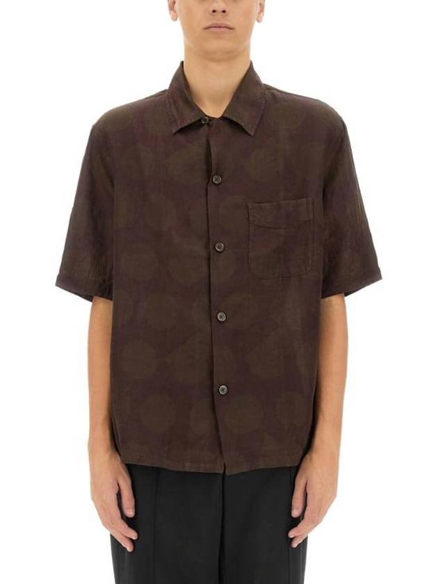 Heusen Dotted Print Cotton Silk Long Sleeve Shirt Brown - OUR LEGACY - BALAAN 1