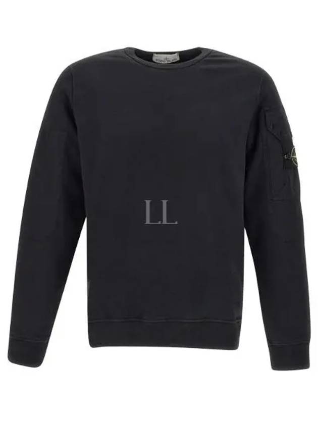 Brushed Organic Cotton Fleece Sweatshirt Black - STONE ISLAND - BALAAN 2