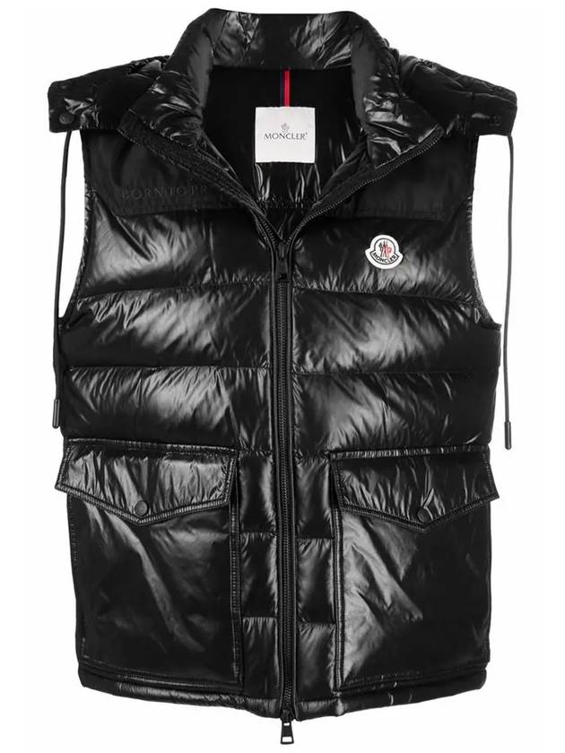 Men's Genichi Logo Patch Padded Vest Black - MONCLER - BALAAN 3