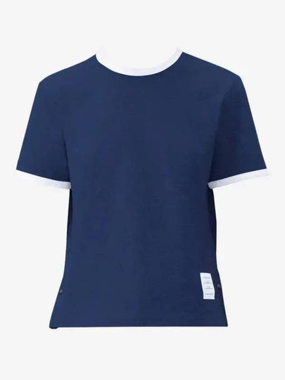 Asymmetric Hem Short Sleeve T-Shirt Navy - THOM BROWNE - BALAAN 2