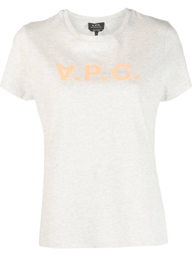 Women's Logo Organic Cotton Short Sleeve T-Shirt Grey - A.P.C. - BALAAN 3