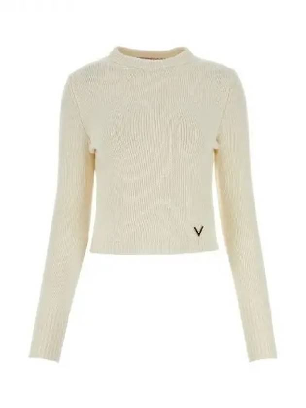 V logo crew neck cashmere knit 271447 - VALENTINO - BALAAN 1