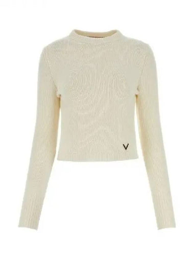 V logo crew neck cashmere knit 271447 - VALENTINO - BALAAN 1