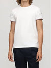 Logo Patch Tricolor Edge Sleeve Cotton White TShirt - MONCLER - BALAAN 5