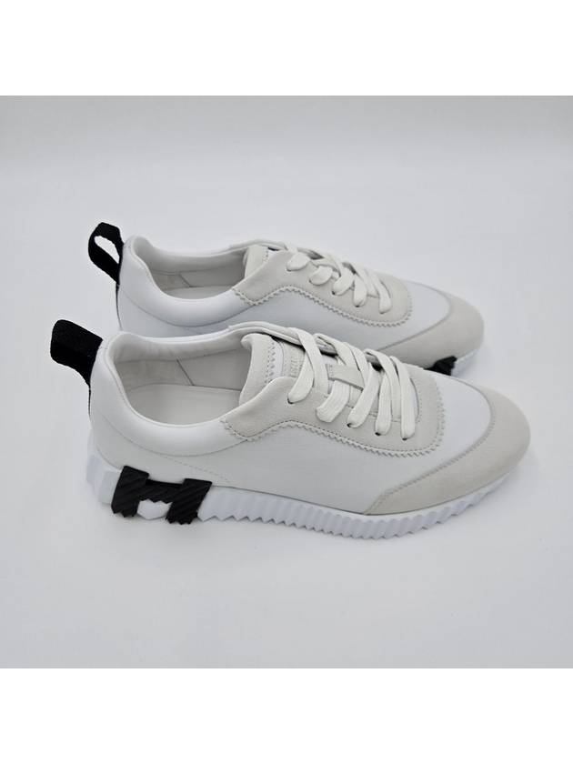 Bouncing Leather Low Top Sneakers Blanc - HERMES - BALAAN 3