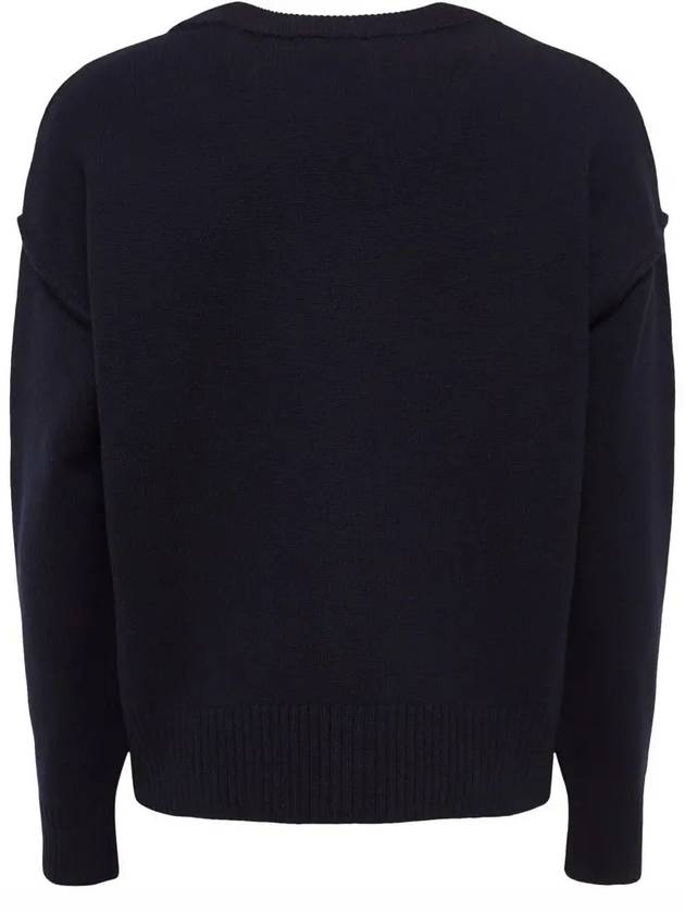 De Coeur Logo Wool Cardigan Navy - AMI - BALAAN 4